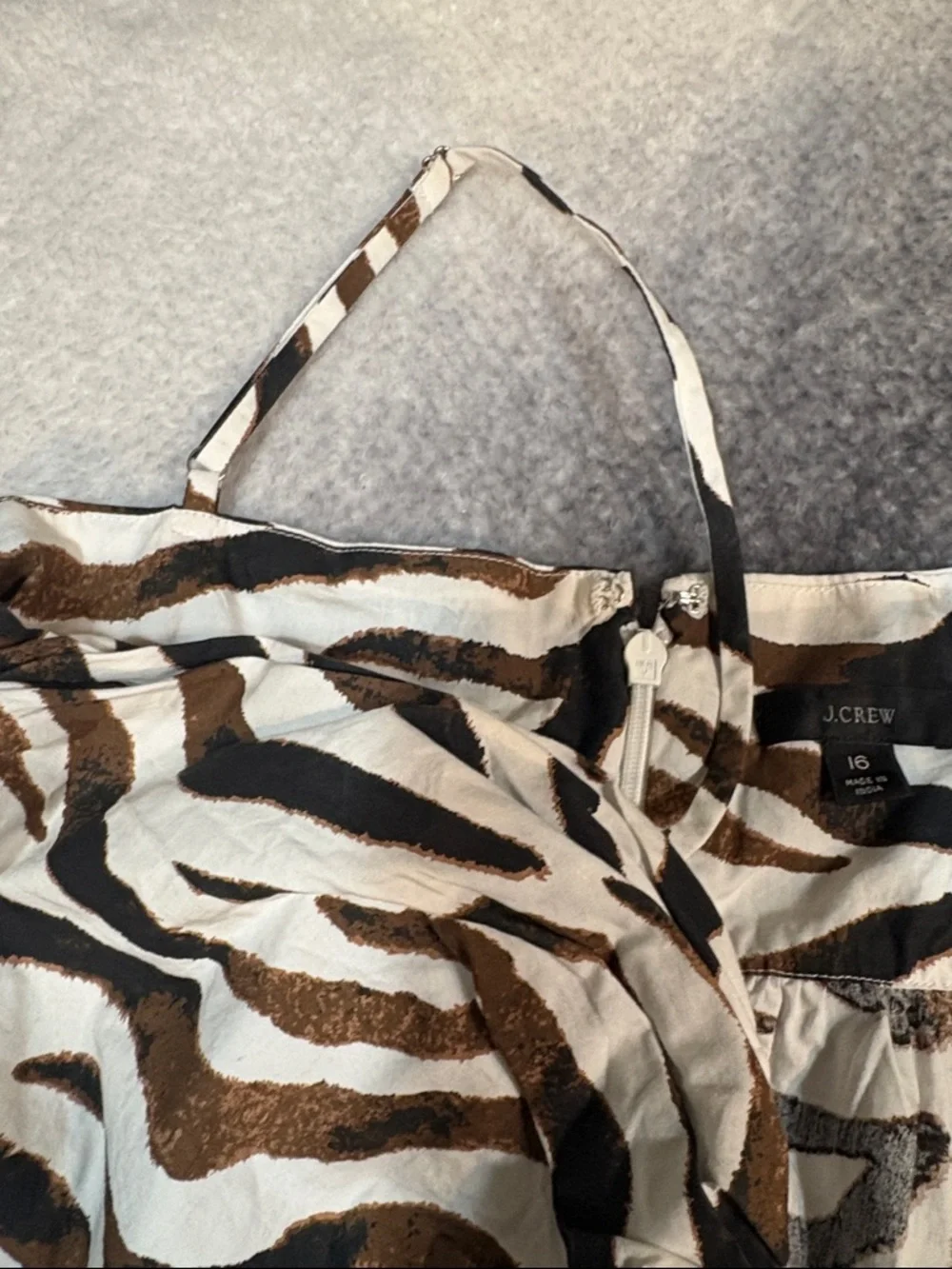 (A2) J.Crew NWOT Keyhole Mini Dress‎ Zebra Stripe Animal Print Brown Ivory 14 16